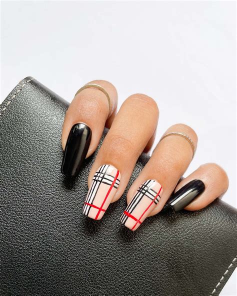 coffin burberry nail design|new coffin nail designs.